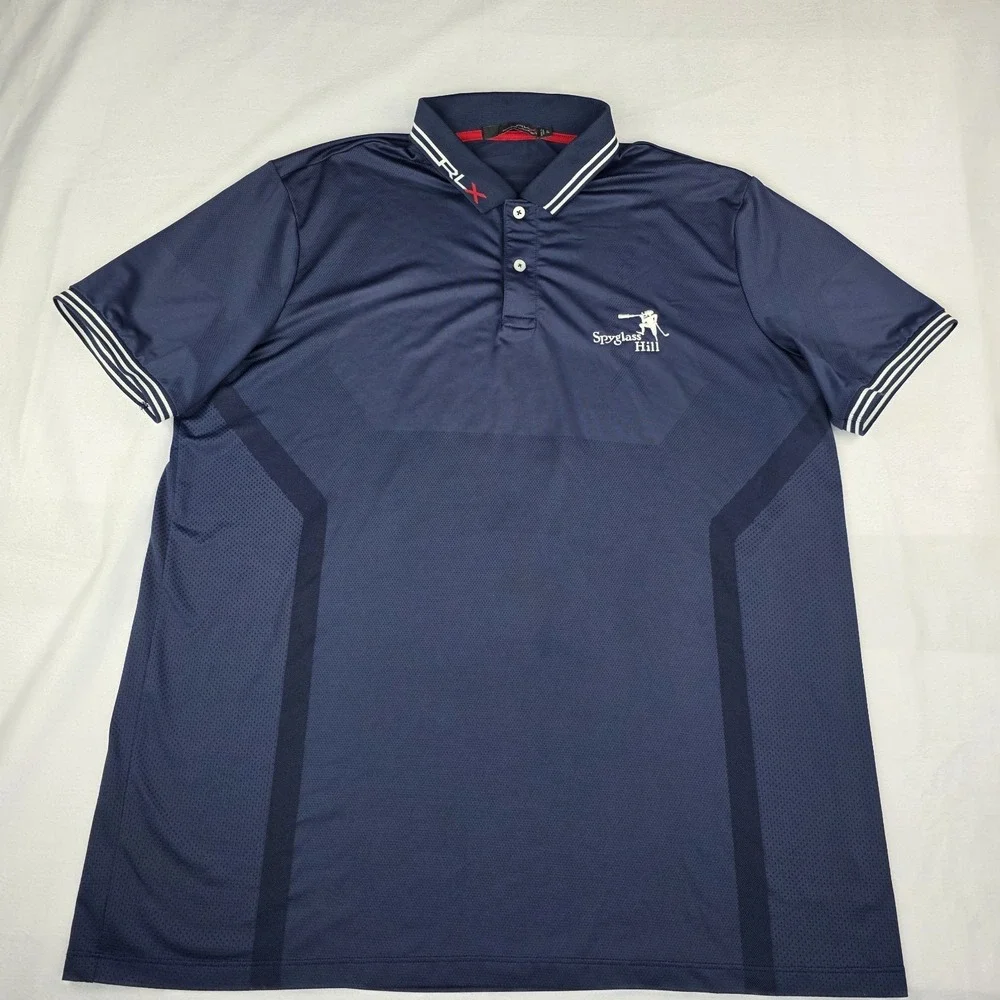 RLX Ralph Lauren Polo Shirt Mens XL Blue Gray Spyglass Hill Golf Performance